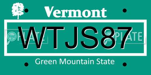WTJS87 Vermont License Plate