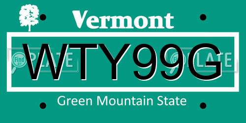 WTY99G Vermont License Plate
