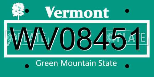 WV08451 Vermont License Plate