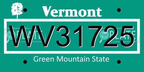 WV31725 Vermont License Plate