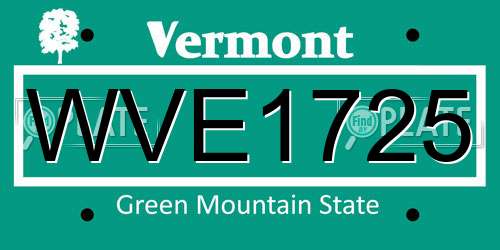 WVE1725 Vermont License Plate