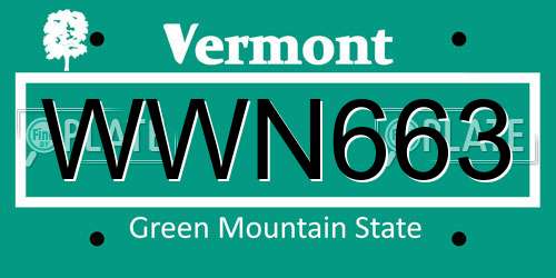WWN663 Vermont License Plate