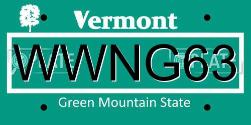 WWNG63 Vermont License Plate