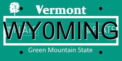 WY0MING Vermont License Plate