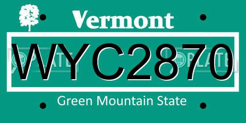 WYC2870 Vermont License Plate