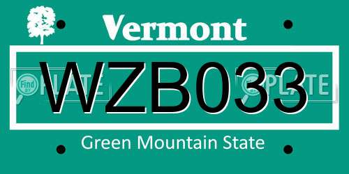 WZB033 Vermont License Plate