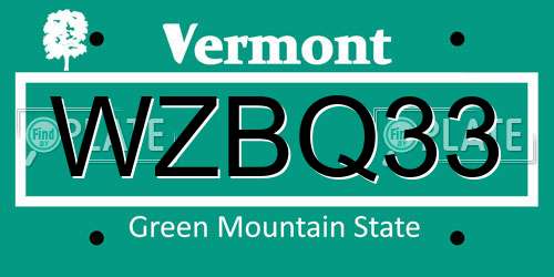 WZBQ33 Vermont License Plate