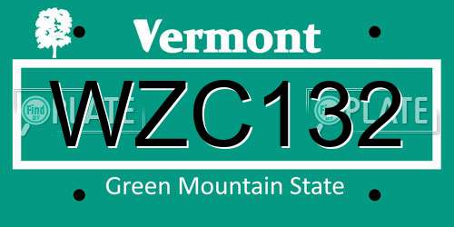 WZC132 Vermont License Plate