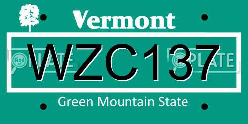WZC137 Vermont License Plate
