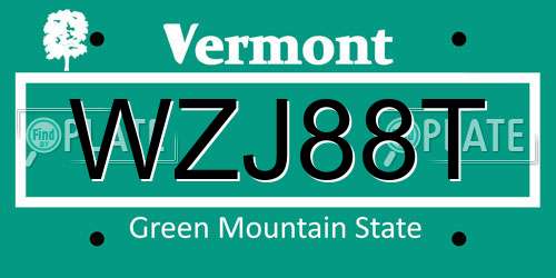 WZJ88T Vermont License Plate