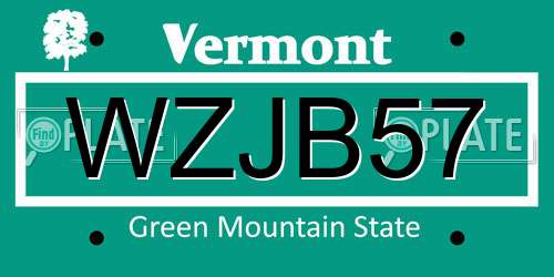 WZJB57 Vermont License Plate