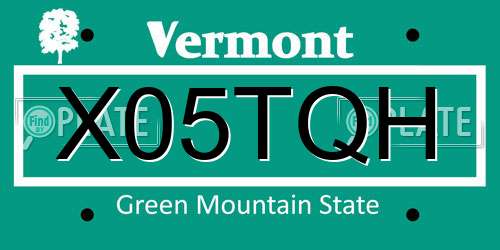 X05TQH Vermont License Plate