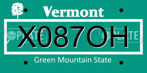 X087OH Vermont License Plate