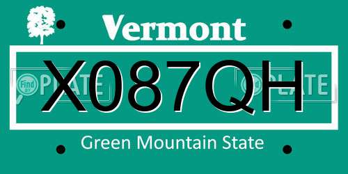 X087QH Vermont License Plate