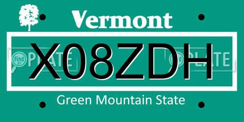 X08ZDH Vermont License Plate
