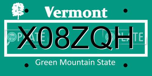X08ZQH Vermont License Plate