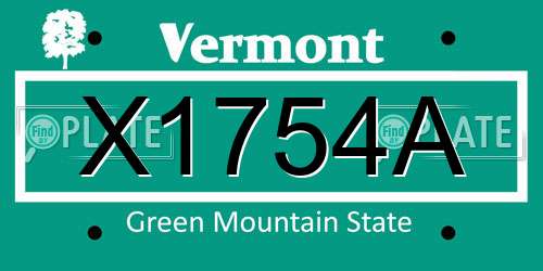 X1754A Vermont License Plate