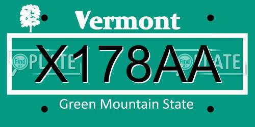 X178AA Vermont License Plate