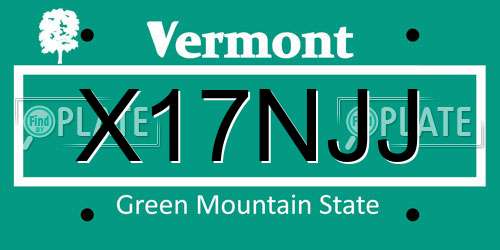 X17NJJ Vermont License Plate