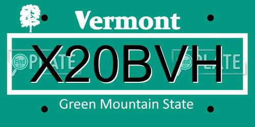 X20BVH Vermont License Plate