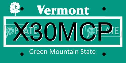 X30MCP Vermont License Plate