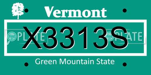 X3313S Vermont License Plate