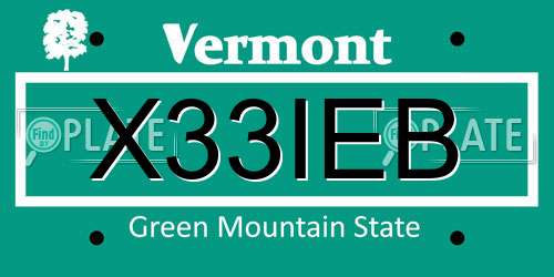 X33IEB Vermont License Plate