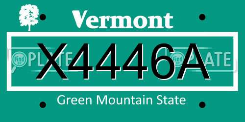 X4446A Vermont License Plate
