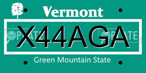 X44AGA Vermont License Plate
