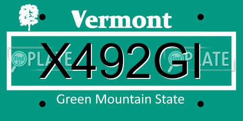 X492GI Vermont License Plate