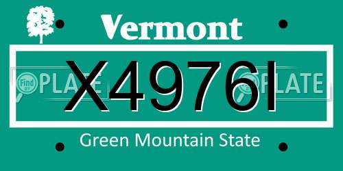 X4976I Vermont License Plate