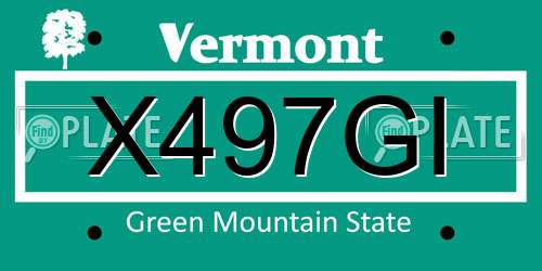 X497GI Vermont License Plate