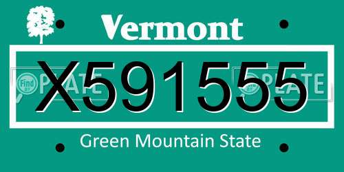X591555 Vermont License Plate