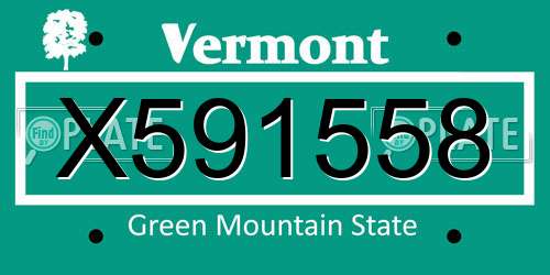 X591558 Vermont License Plate
