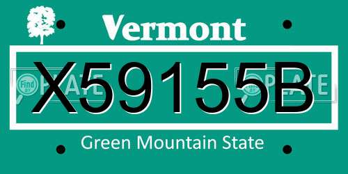 X59155B Vermont License Plate