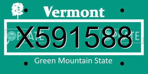 X591588 Vermont License Plate