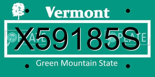 X59185S Vermont License Plate