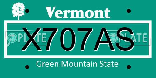 X707AS Vermont License Plate