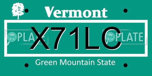 X71LC Vermont License Plate