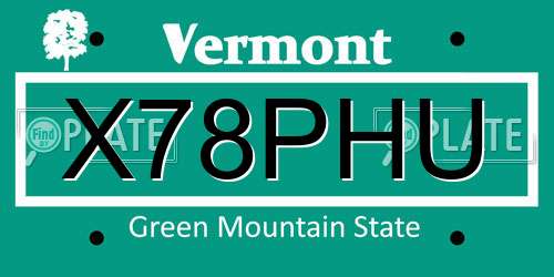 X78PHU Vermont License Plate