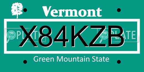 X84KZB Vermont License Plate
