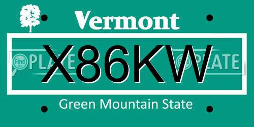 X86KW Vermont License Plate