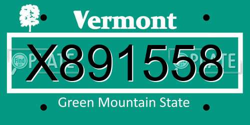 X891558 Vermont License Plate