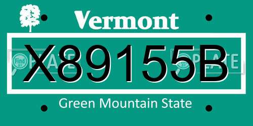 X89155B Vermont License Plate