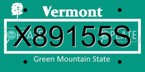 X89155S Vermont License Plate