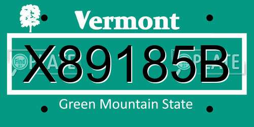X89185B Vermont License Plate