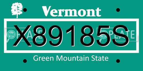 X89185S Vermont License Plate