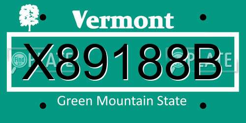 X89188B Vermont License Plate