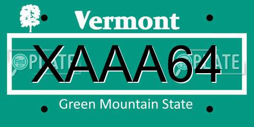 XAAA64 Vermont License Plate
