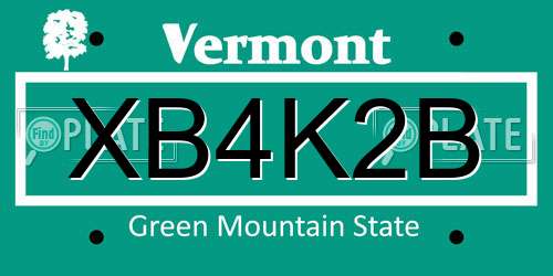 XB4K2B Vermont License Plate